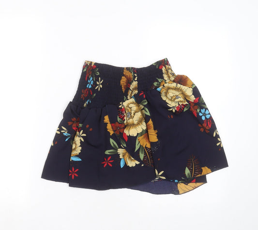 SheIn Womens Blue Floral Cotton Mini Skirt Size M