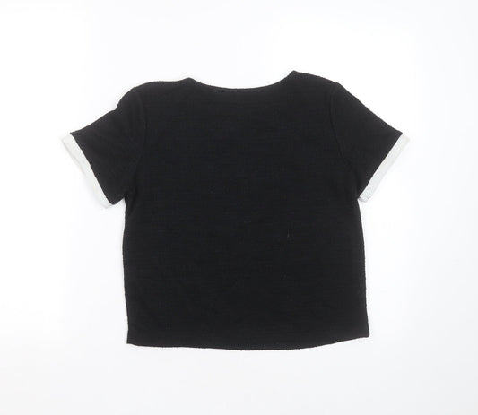 Womens UK Size S Zara Black Basic T-Shirt