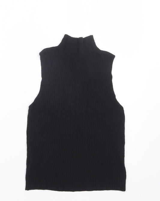 SheIn Womens Black Viscose Basic Tank Size L Mock Neck