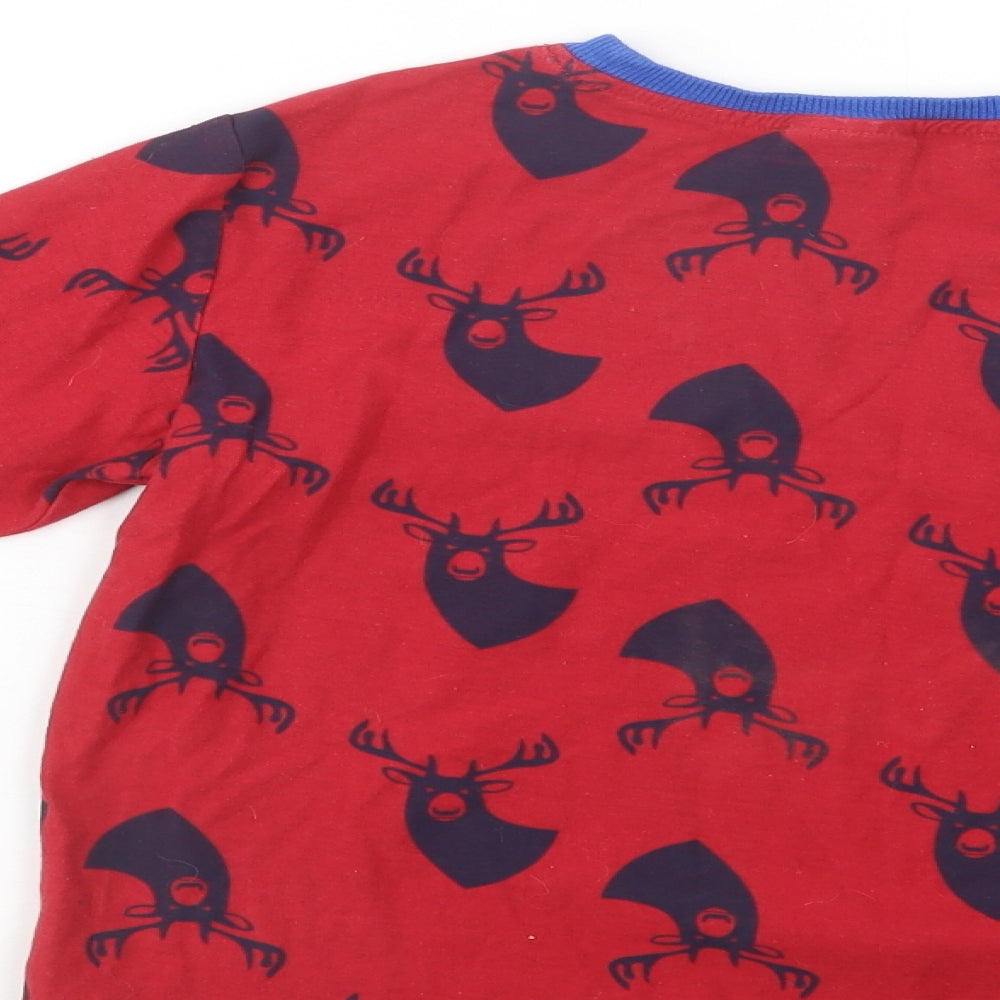 NEXT Boys Red Geometric Cotton Pyjama Top Size 10 Years - Stag Print