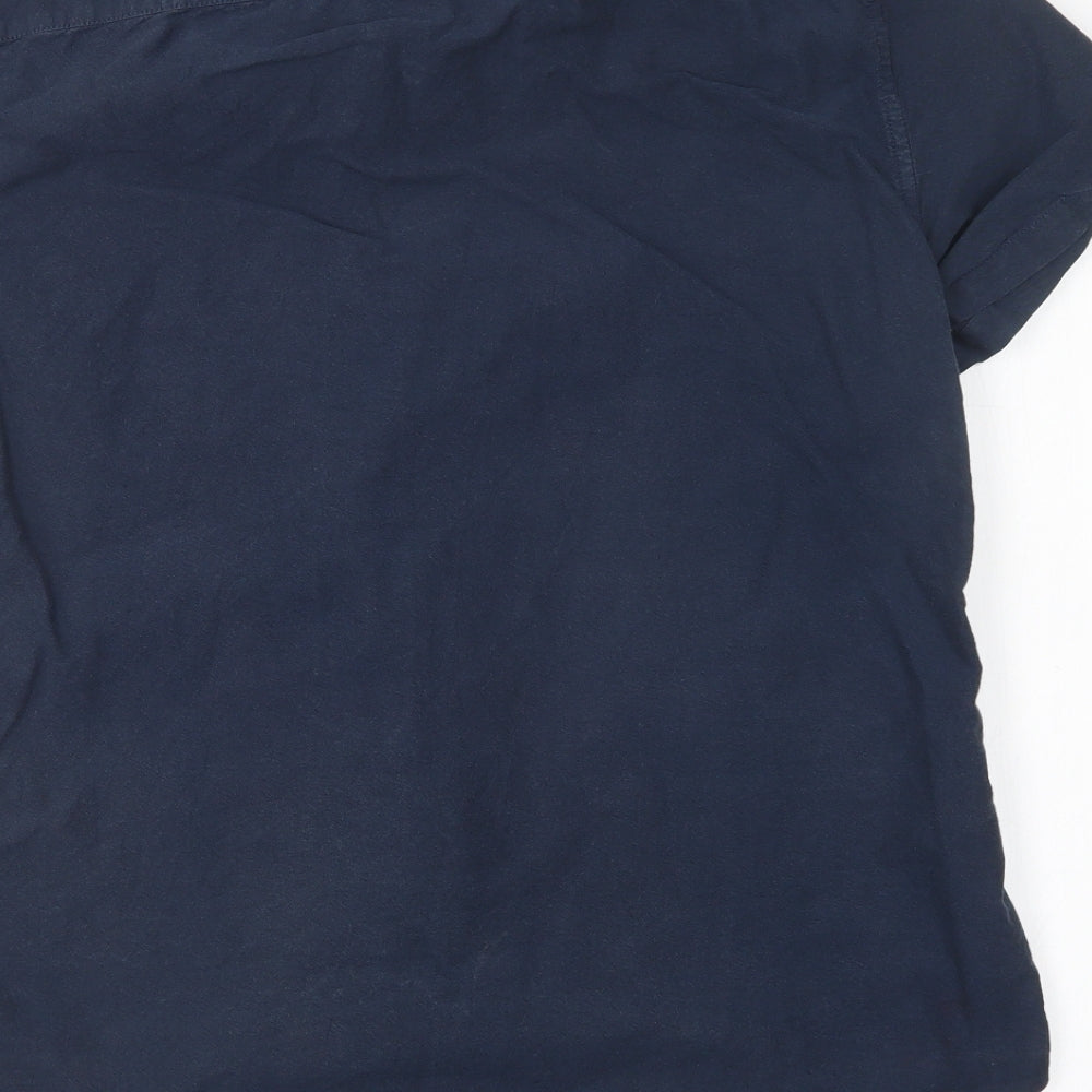 Very Mens Blue Cotton Button-Up Size M Collared Button