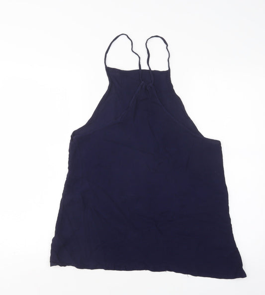 Papaya Womens Blue Viscose Basic Tank Size M Square Neck