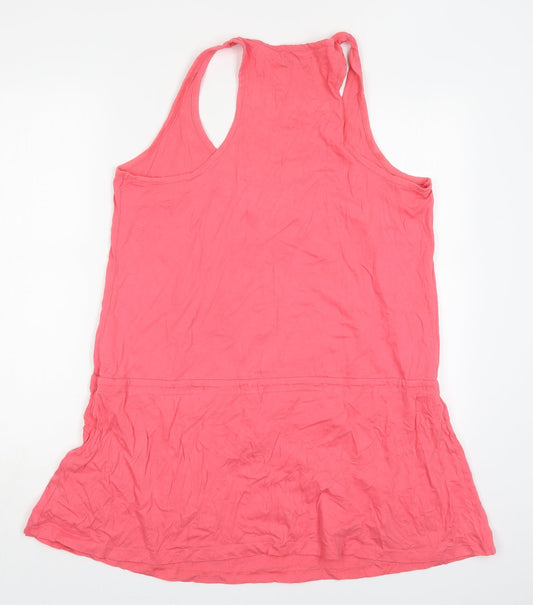 F&F Womens Pink Cotton Basic Tank Size L Round Neck