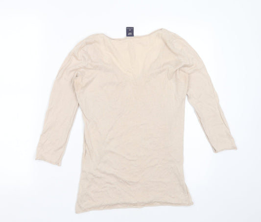 Gap Womens Beige V-Neck Cotton Pullover Jumper Size S