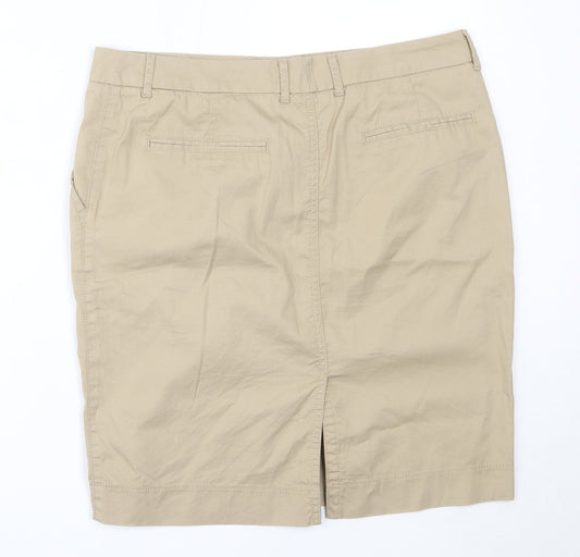 Marks and Spencer Womens Beige Cotton Straight & Pencil Skirt Size 12