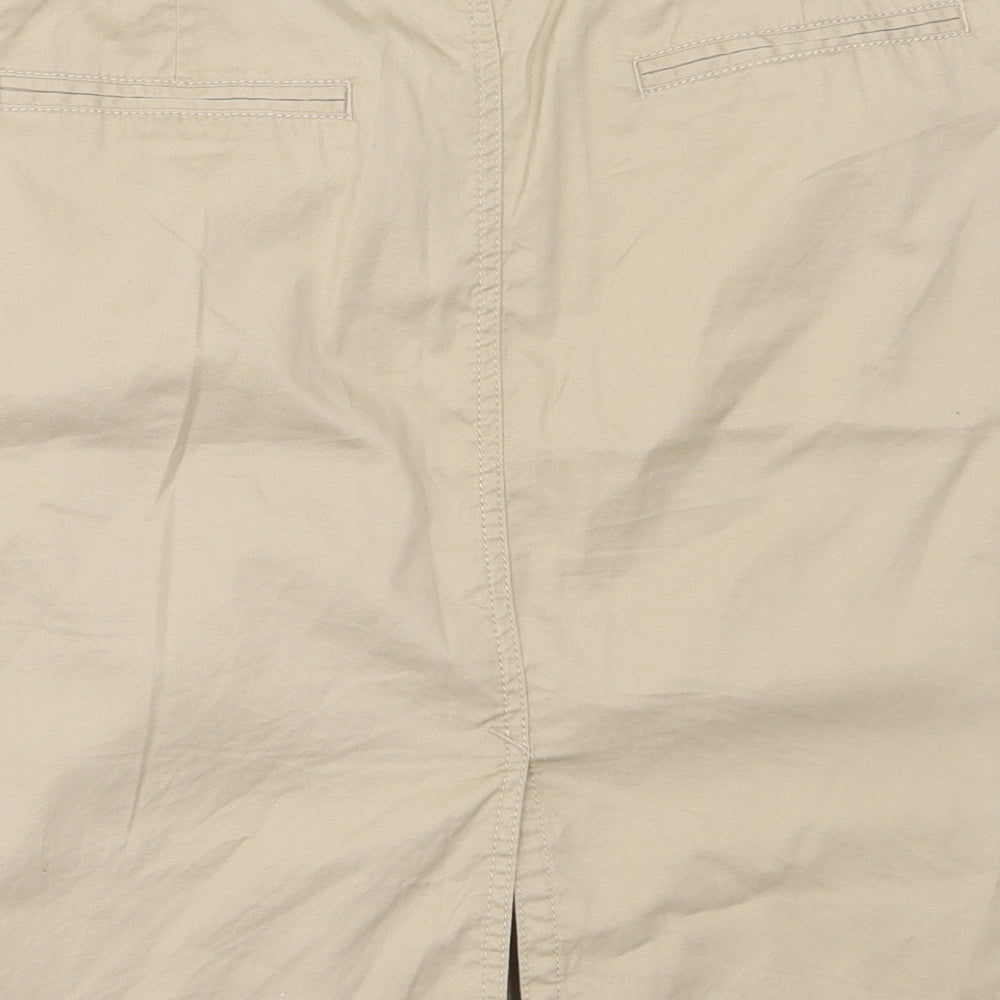 Marks and Spencer Womens Beige Cotton Straight & Pencil Skirt Size 12