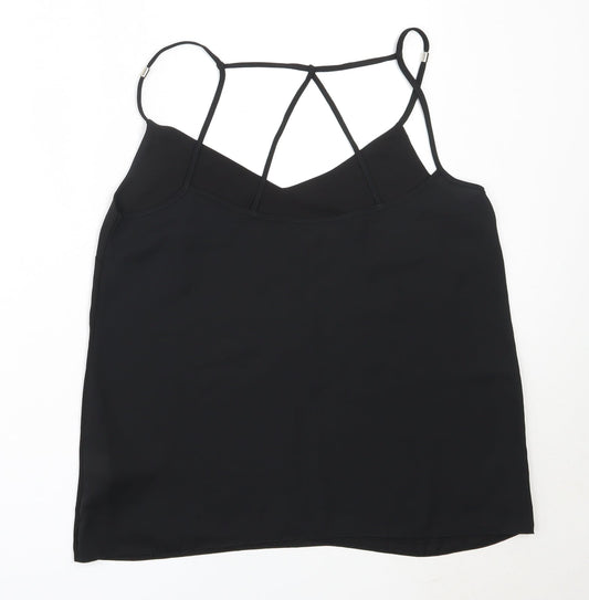 Back view of Lipsy women’s black polyester camisole blouse, size UK 10, v-neck