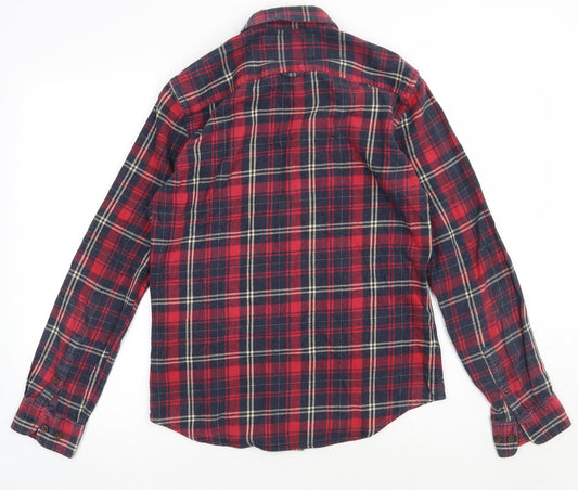 Mens UK Size S Burton Red Button-Up Long Sleeve Casual Shirt