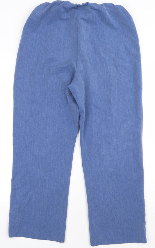 emma Womens Blue Polyester Trousers Size 12 L28 in Regular