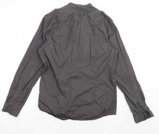 Mens UK Size S Burton Grey Button-Up Long Sleeve Casual Shirt