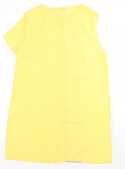 SheIn Womens Yellow Striped Polyester A-Line Size S Crew Neck Pullover - Sparkly