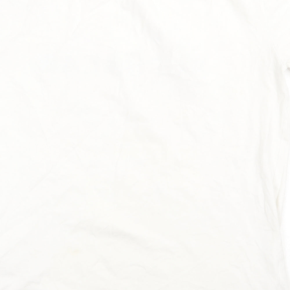 alphalab Mens White Cotton T-Shirt Size M Crew Neck