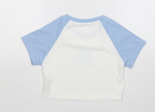 Shein Womens Multicoloured Polyester Cropped T-Shirt Size S Round Neck