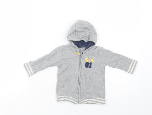 George Baby Grey Cotton Full Zip Jumper Size 3-6 Months Zip
