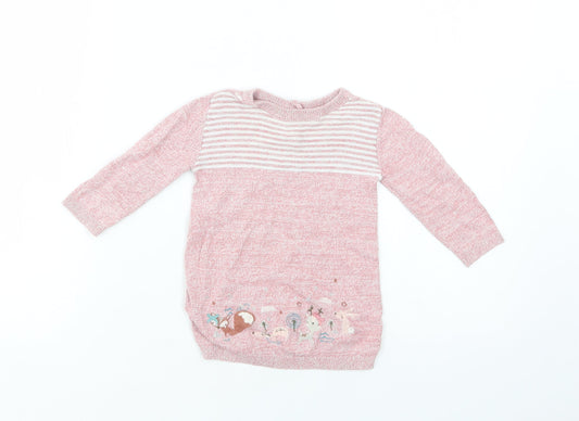 TU Baby Pink Striped Cotton Pullover Jumper Size 3-6 Months Button