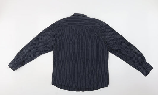 Primark Mens Beige Striped Cotton Button-Up Size L Collared Button