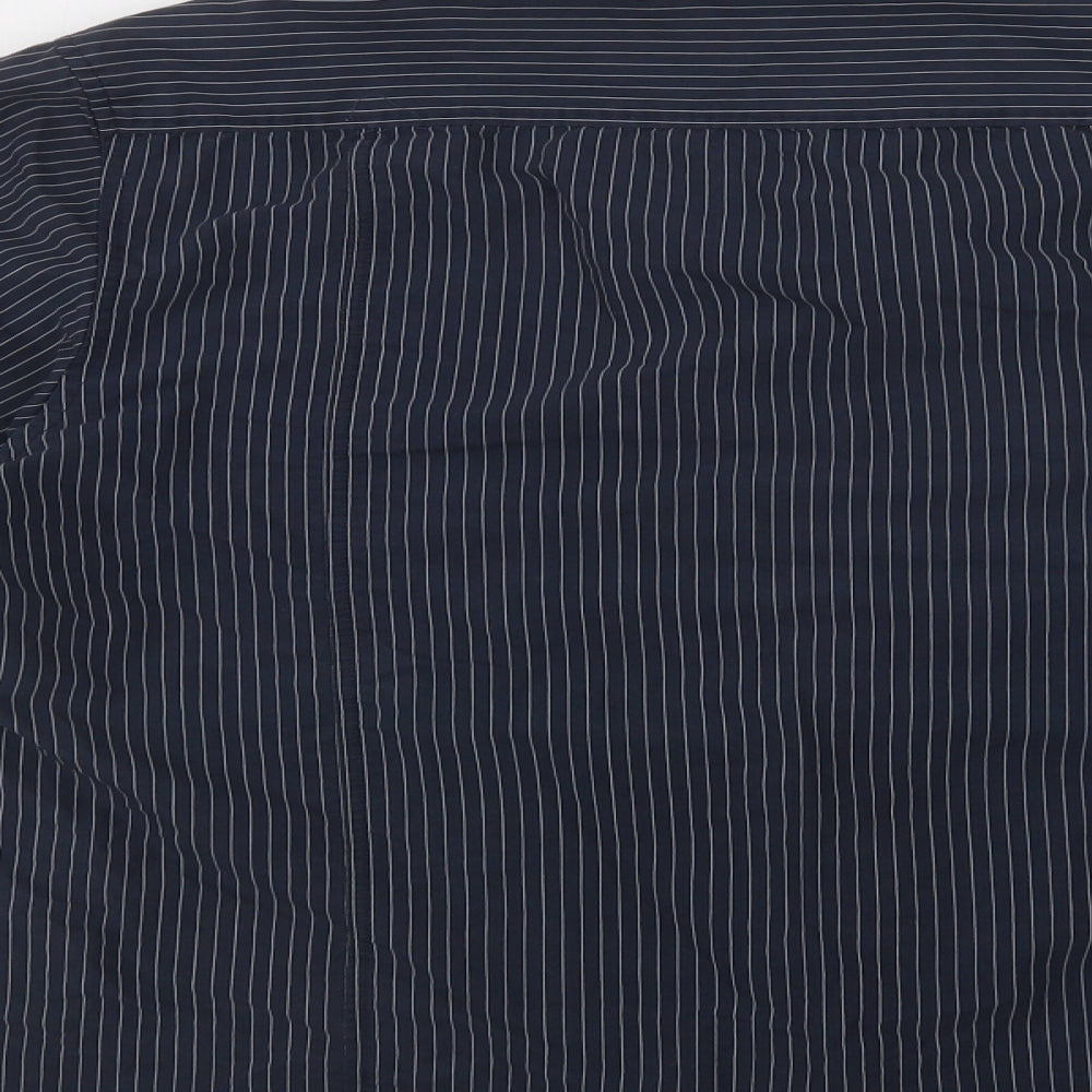 Primark Mens Beige Striped Cotton Button-Up Size L Collared Button