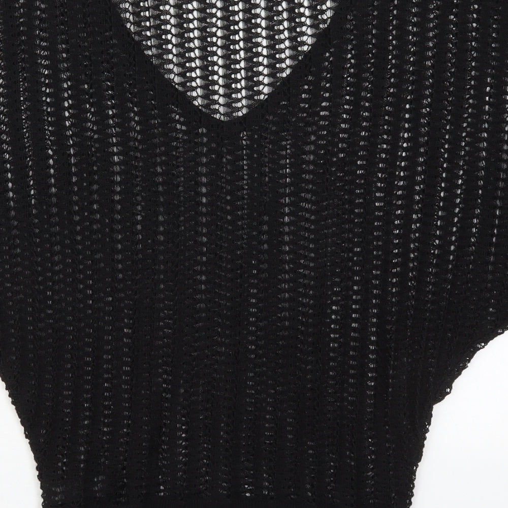 George Womens Black V-Neck Acrylic Pullover Jumper Size 12