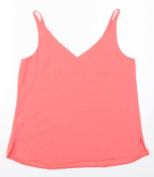 F&F Womens Pink Polyester Basic Tank Size 12 V-Neck