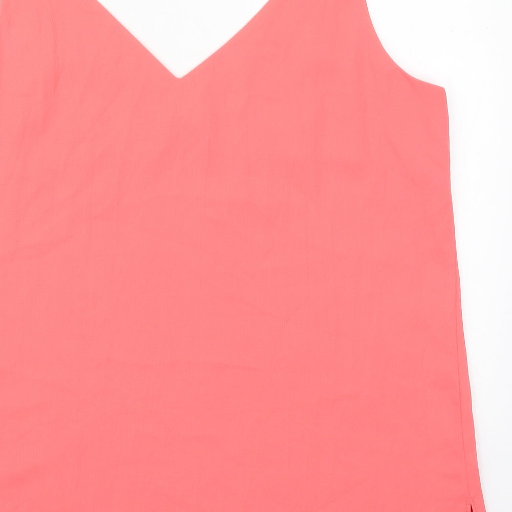 F&F Womens Pink Polyester Basic Tank Size 12 V-Neck