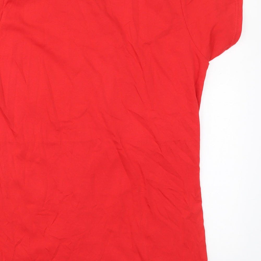 Preworn Womens Red Cotton Basic T-Shirt Size L Crew Neck - Cymru Wales