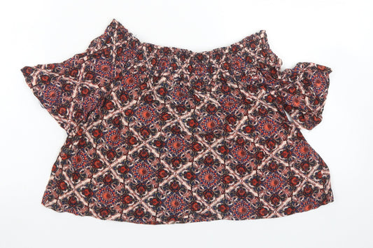 Womens UK Size 6 Topshop Red Cropped Blouse