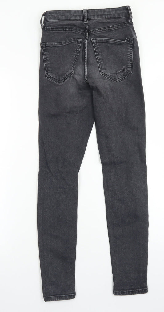 Topshop Womens Black Cotton Skinny Jeans Size 25 in L32 in Regular Button