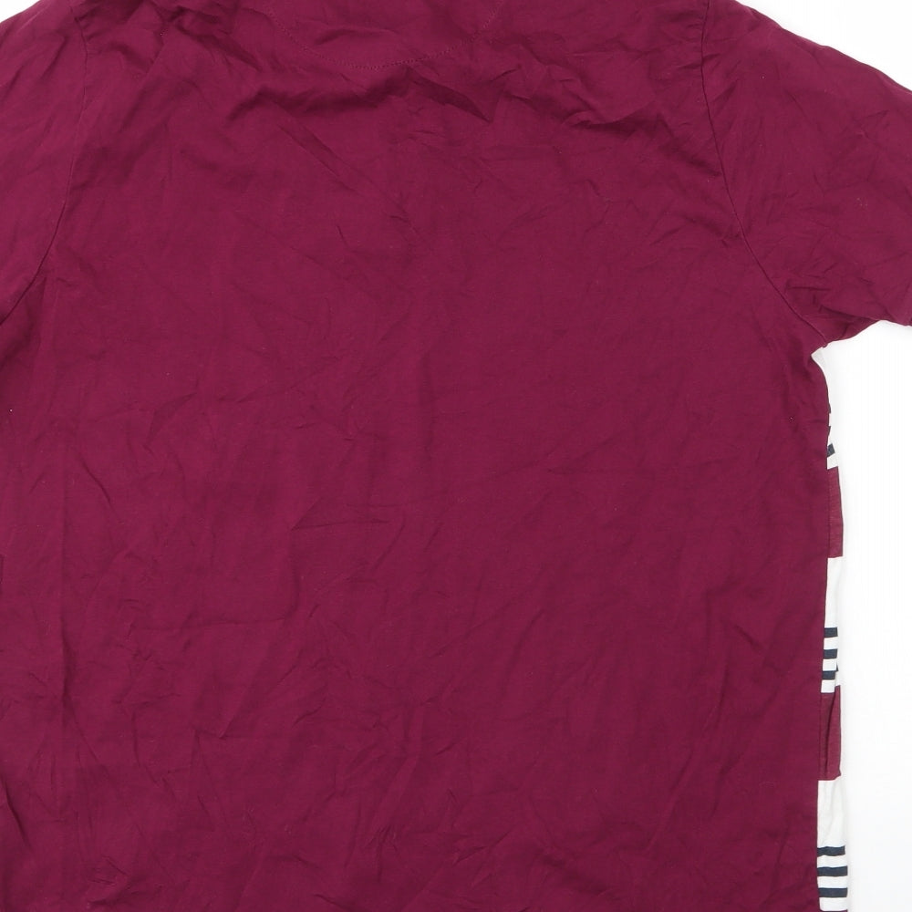 Twisted Soul Mens Purple Striped Cotton Polo Size L Collared Button