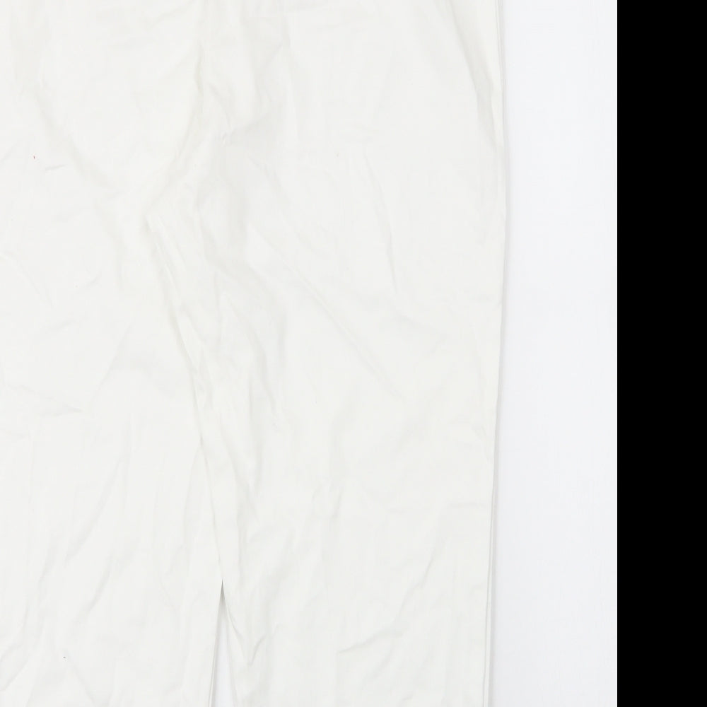 Womens UK Size L M&S Regular Fit Capri White Trousers