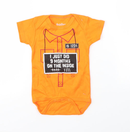 Sara Kety Baby Orange Cotton Babygrow One-Piece Size 6-9 Months Snap