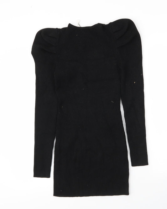 Glamorous Womens Black Viscose Bodycon Size 10 V-Neck