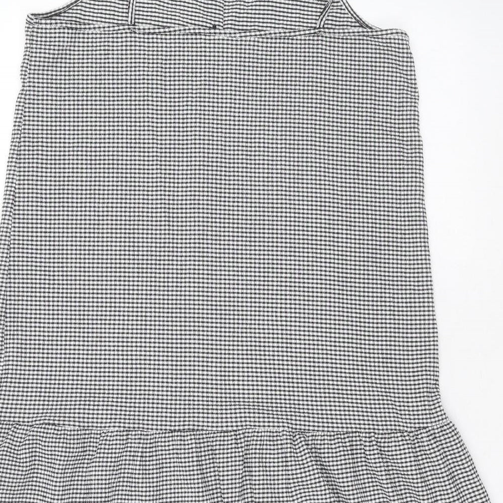 Primark Girls Black Check Polyester Trapeze & Swing Size 14-15 Years Round Neck
