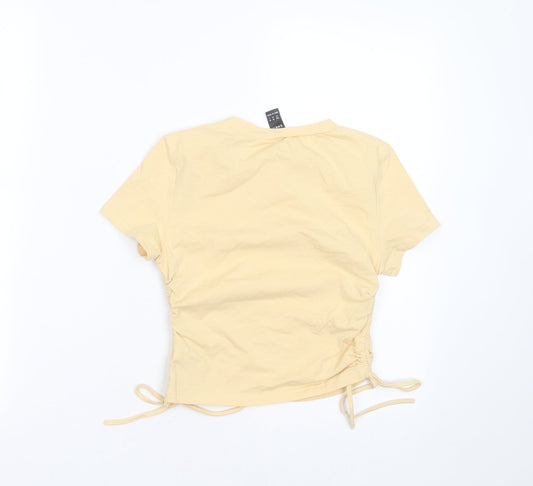 SheIn Womens Yellow Cotton Basic T-Shirt Size XS Round Neck