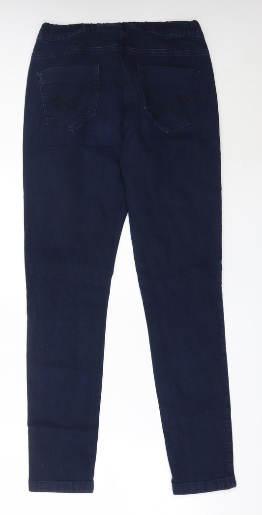 Back view of Tu women’s blue cotton jegging jeans, size UK 12, 29.5-inch leg regular