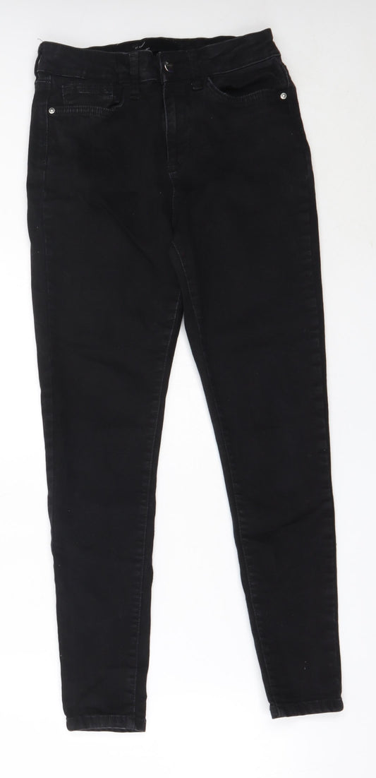Additional front view of Very women’s black cotton skinny jeans, size UK 27, in, 25.5-inch leg regular
