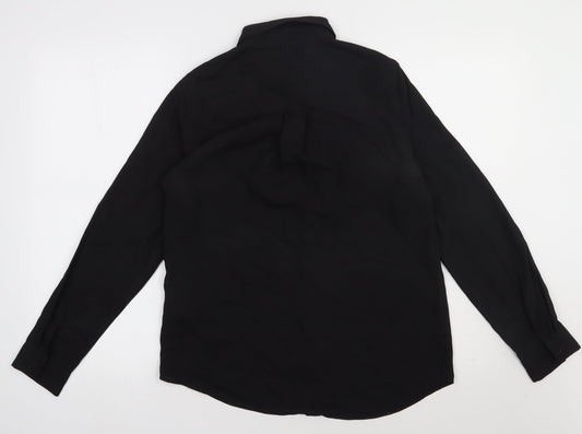 New Look Womens Black Polyester Basic Button-Up Size 10 Collared