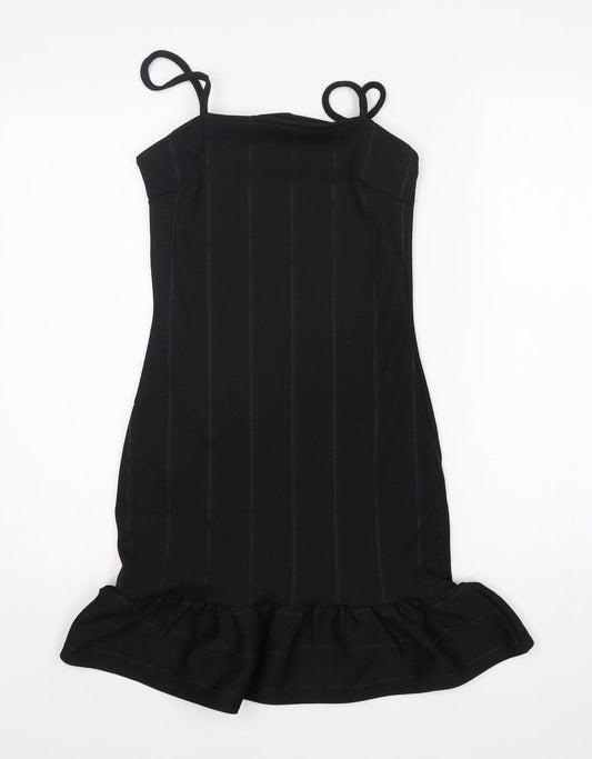 Additional front view of In the Style women’s black polyester mini, size UK 8, off the shoulder