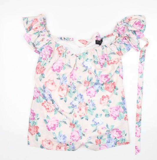 Additional front view of In the Style women’s multicoloured floral polyester playsuit one-piece, size UK 8