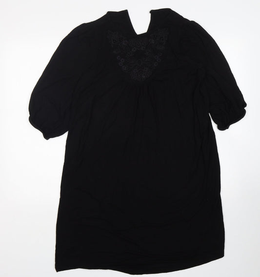 Additional front view of Next women’s black viscose t-shirt dress, size UK 10, round neck