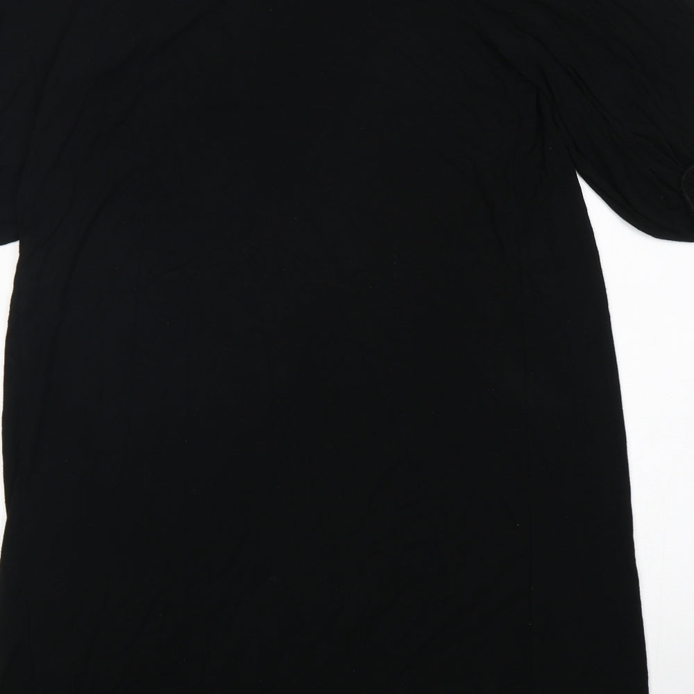NEXT Womens Black Viscose T-Shirt Dress Size 10 Round Neck