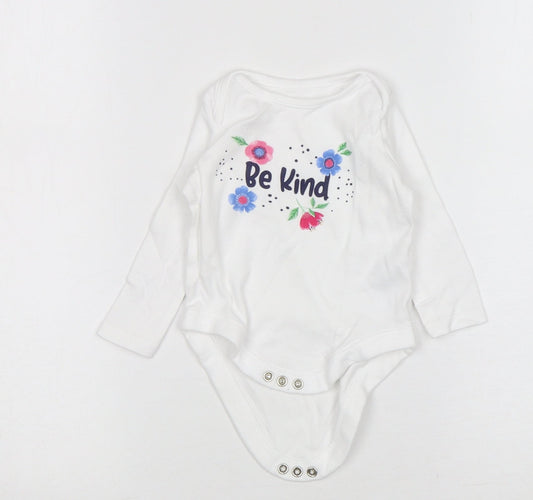 F&F Girls White Floral Cotton Leotard One-Piece Size 3-6 Months