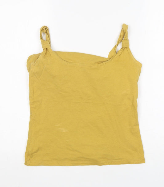 Additional front view of Principles women’s yellow cotton basic tank, size M, round neck