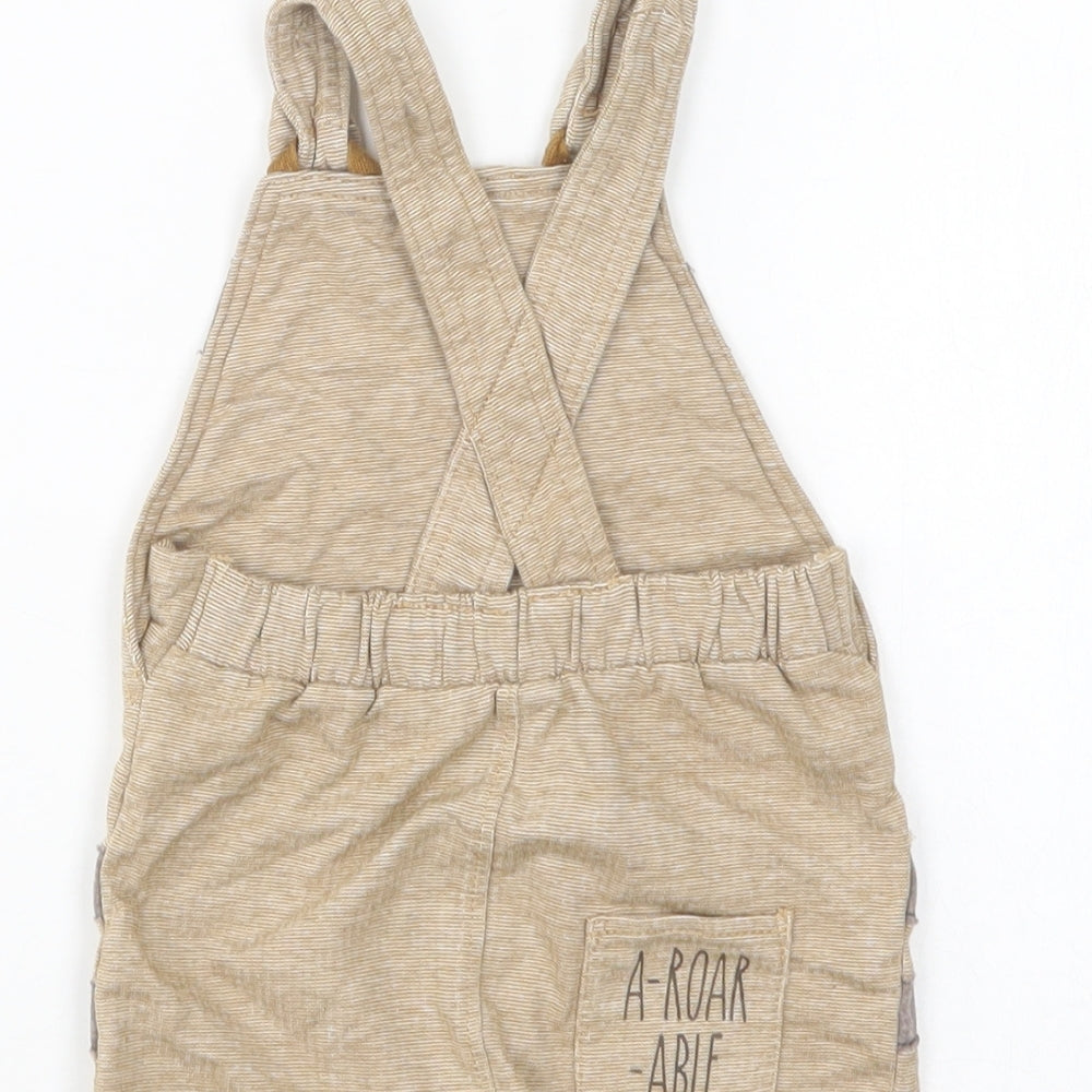George Baby Beige Cotton Jogger Trousers Size 0-3 Months Snap - Cute Animal