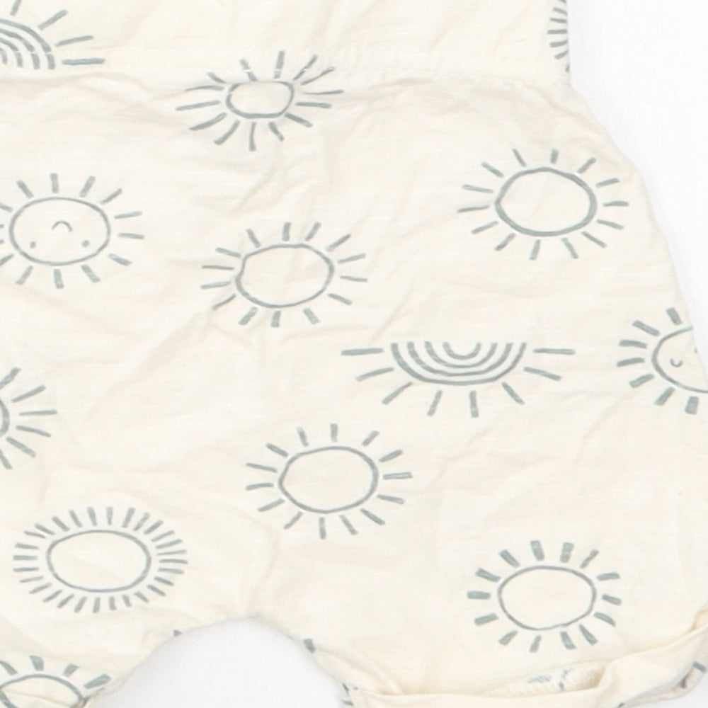 Nutmeg Baby Ivory Geometric Cotton Jogger Trousers Size 0-3 Months Drawstring