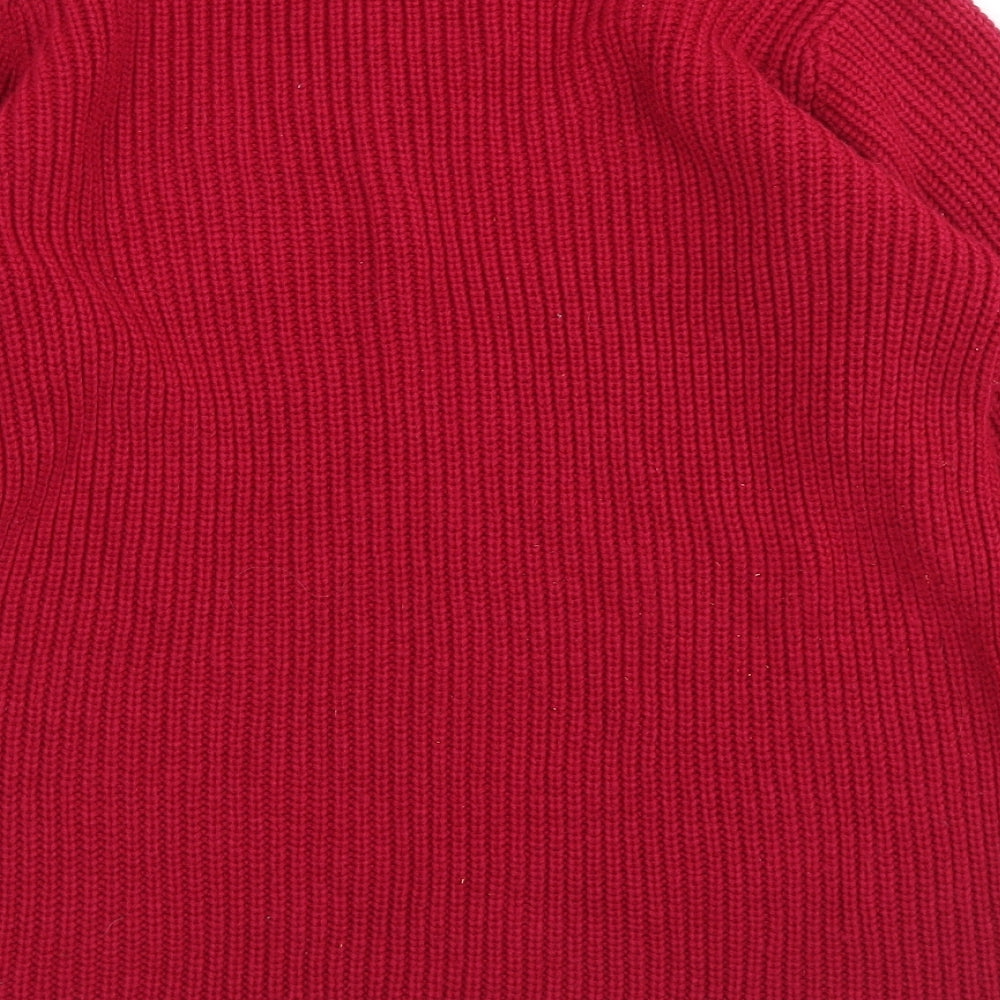 Brand and care label for Damart women’s purple mock neck acrylic jumper, size UK 14
