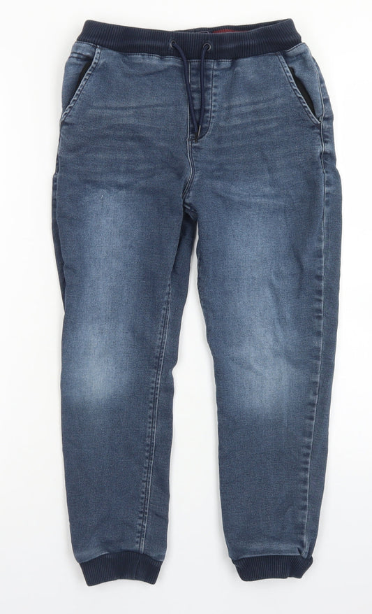NEXT Boys Blue Cotton Jegging Jeans Size 9 Months Regular Drawstring