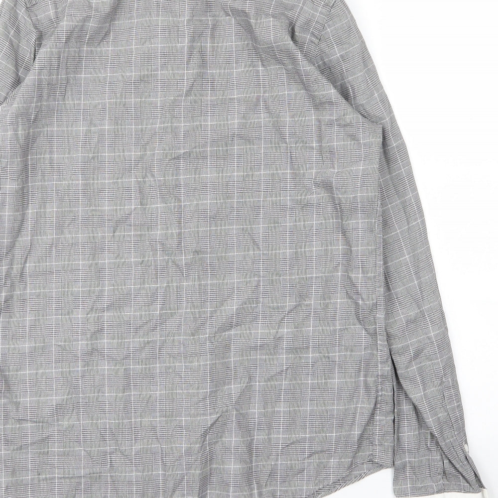 Mens UK Size 15.5 Limehaus Grey Button-Up Long Sleeve Casual Shirt