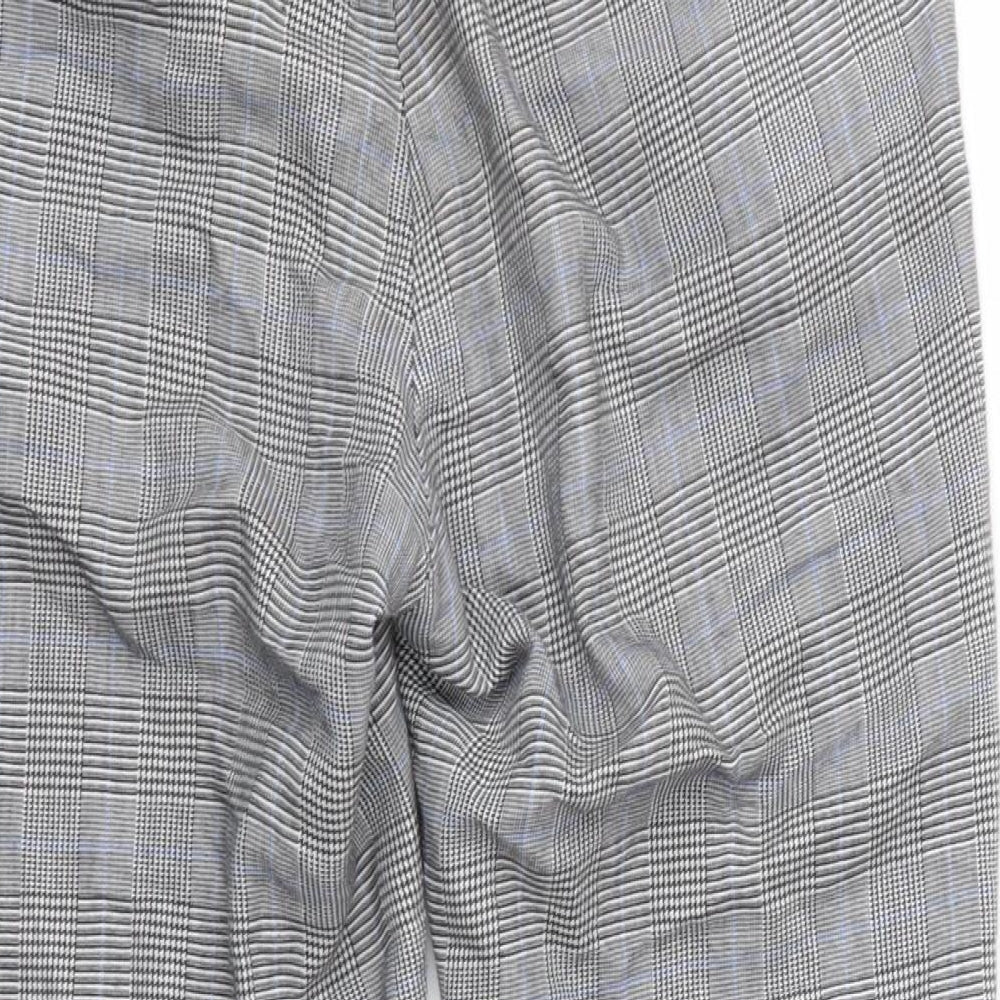 Brand and care label for Only & Sons women’s grey plaid viscose capri trousers, size UK 8, 25-inch leg regular zip