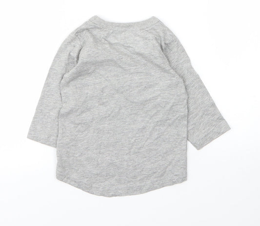 NEXT Boys Grey Cotton Basic T-Shirt Size 6-9 Months Round Neck