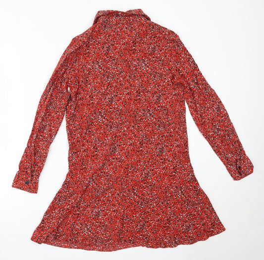 Primark Womens Red Viscose Fit & Flare Size 8 Collared